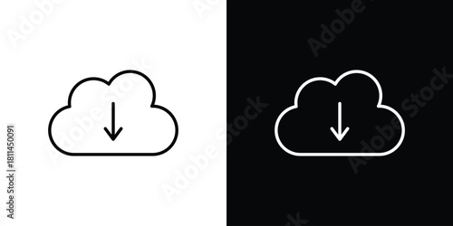 Cloud download icons symbols. Collection of simple black icons