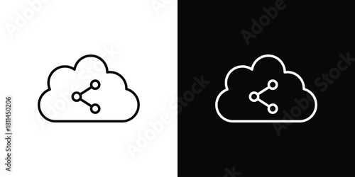 Cloud share icons symbols. Collection of simple black icons