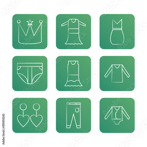 Fashion icon set collection. Vector icon illustration