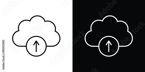 Cloud upload icons symbols. Collection of simple black icons