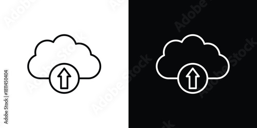 Cloud upload icons symbols. Collection of simple black icons