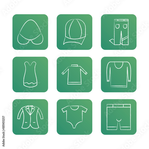 Fashion icon set collection. Vector icon illustration