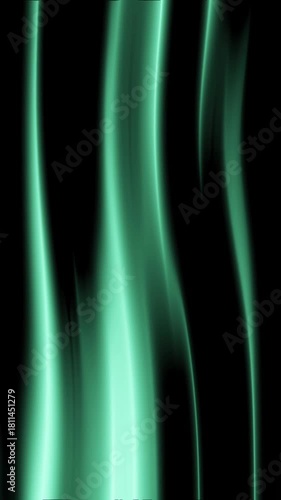 Green Glowing Vertical Wave Motion Background with Smooth Abstract Light Flow on Black Minimal Futuristic Animation