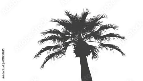 Palm Tree Silhouette on White Background Minimalist Black and White Vector Art