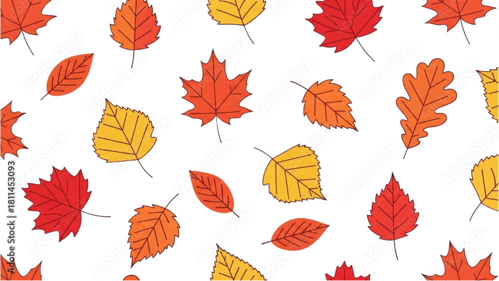 Obraz premium Colorful Autumn Leaf Pattern on White Background for Fall Season Designs