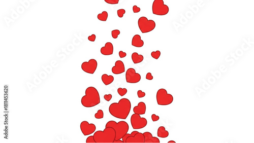 Falling red hearts illustration, perfect for Valentine's Day and expressions of love