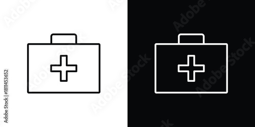 Doctor bag icons symbols. Collection of simple black icons