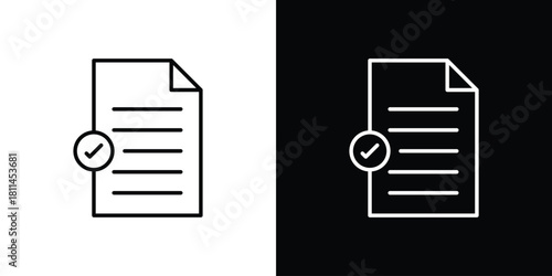 Document accept icons symbols. Collection of simple black icons