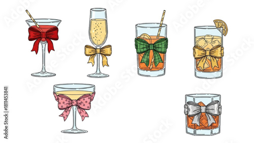 Festive Cocktails Cheers to Celebrations with a Stylish Collection of Drinks with Ribbons