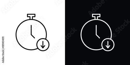 Down time icons symbols. Collection of simple black icons