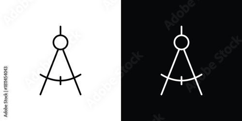 Drafting compass icons symbols. Collection of simple black icons