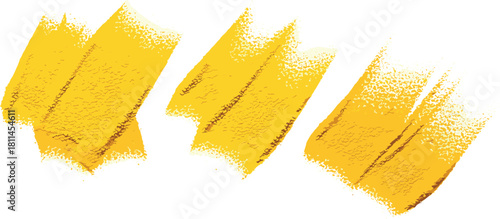 Set of four yellow and black rectangular grunge banners with distressed, torn paper edges and a scribble texture for design elements