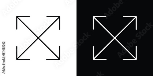 Expand icons symbols. Collection of simple black icons