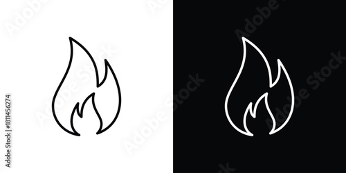 Flame icons symbols. Collection of simple black icons