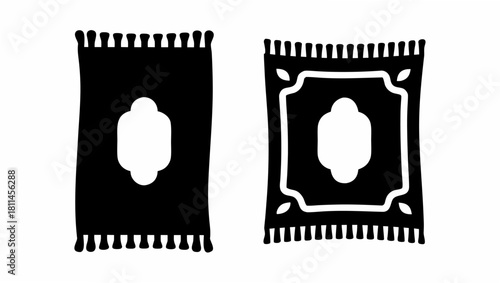 Elegant prayer rug symbol for devotion and faith, a minimal design aesthetic for spiritual designs and sacred spaces, originally a scalable vector graphic