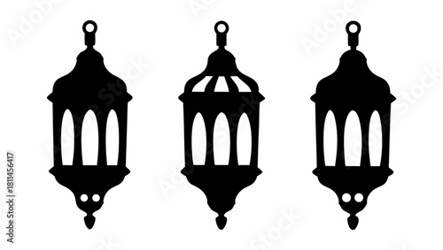 Elegant Ramadan lanterns ideal for invitations, cards, or website banners enhance your design with a touch of Middle Eastern culture in vector format