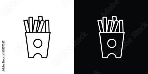 French-fries icons symbols. Collection of simple black icons