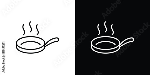 Frying pan icons symbols. Collection of simple black icons