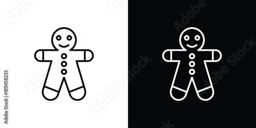 Gingerbread man icons symbols. Collection of simple black icons