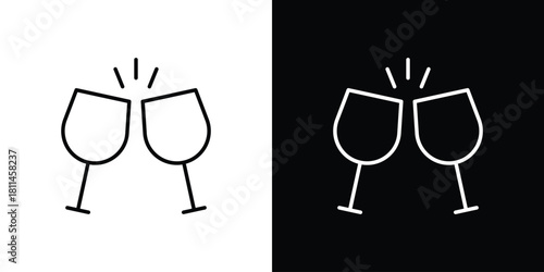 Glass-cheers icons symbols. Collection of simple black icons
