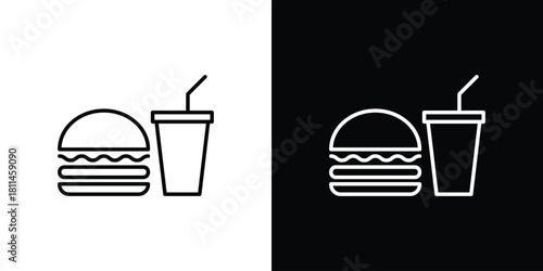 Hamburger soda icons symbols. Collection of simple black icons