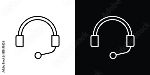 Headset icons symbols. Collection of simple black icons