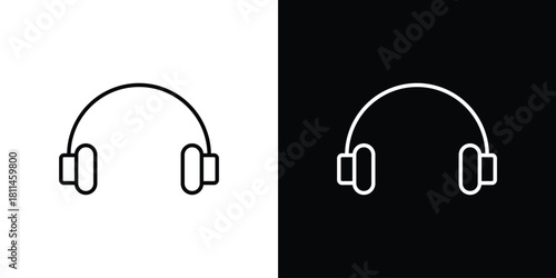 Headset icons symbols. Collection of simple black icons