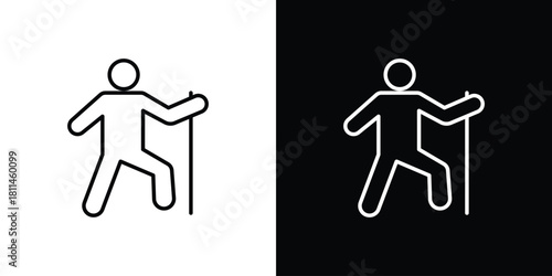 Hiking icons symbols. Collection of simple black icons