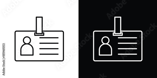 ID badge icons symbols. Collection of simple black icons