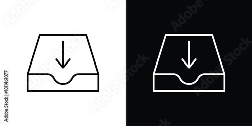Inbox icons symbols. Collection of simple black icons