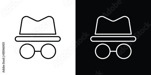Incognito icons symbols. Collection of simple black icons