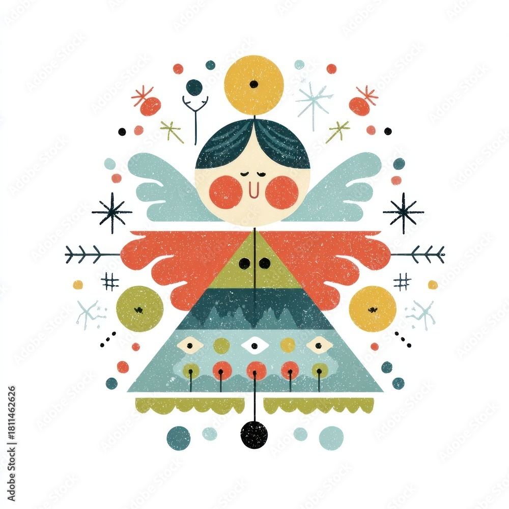 Obraz premium Whimsical geometric angel illustration