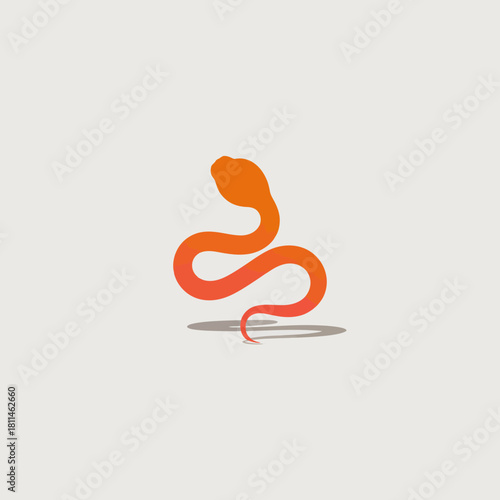 This image showcases a sleek and minimalist snake silhouette in vibrant orange, ideal for branding or logos related to nature, wildlife, or modern aesthetics.