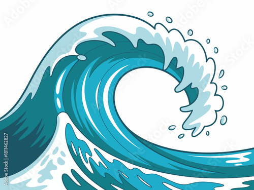 This stunning illustration captures the energy and movement of a vibrant wave, depicting the beauty and force of the ocean in a visually engaging manner.