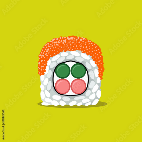 This image showcases a delicious and colorful sushi roll featuring various ingredients, emphasizing culinary art and the delightful aspects of Japanese cuisine.