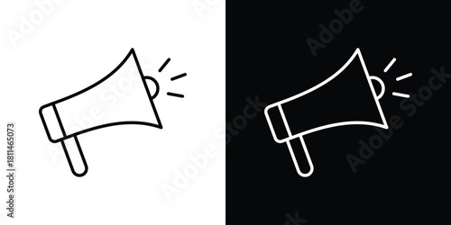Megaphone icons symbols. Collection of simple black icons