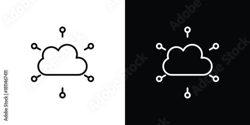 Network cloud icons symbols. Collection of simple black icons