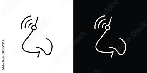 Nose pain icons symbols. Collection of simple black icons