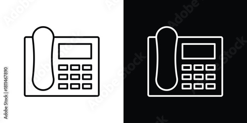 Office phone icons symbols. Collection of simple black icons