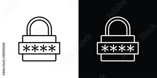 Password icons symbols. Collection of simple black icons