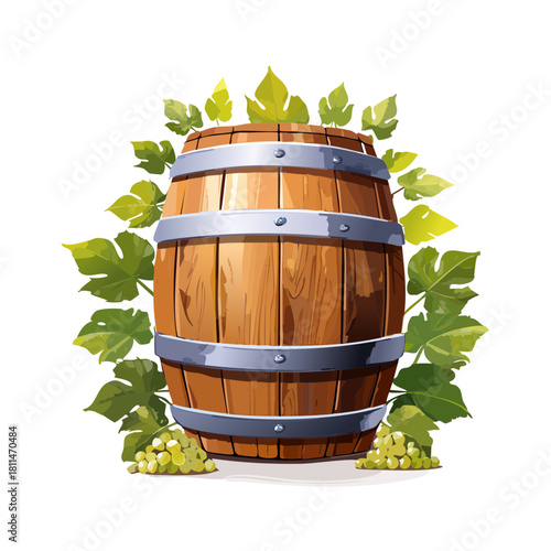Barrel with Leaves