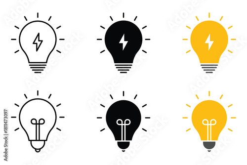 Light bulb icon set. The light bulb is full of ideas And creative thinking, analytical thinking for processing. Light bulb icon. Ideas symbol illustration. Isolated on white background.