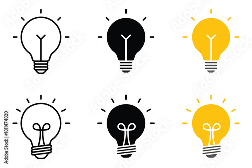 Light bulb icon ideal for ideas and innovation illustrations. Electric lamp vector illustration. Electric power sign. Lightning in light bulb icon.