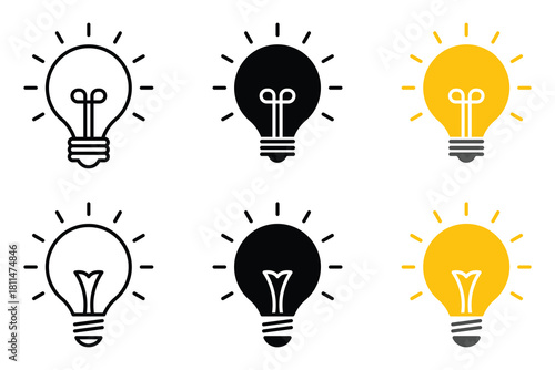Outline light bulb on white background. Light bulb icons set. Modern, energy and idea symbols editable stroke