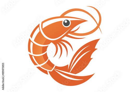 colourful shrimp logo creative icon on white background	