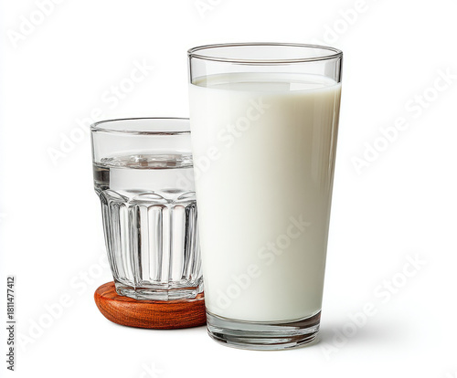 Drinking milk isolated on w...