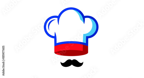 Classic chef hat with a distinguished mustache, symbolizing culinary expertise and fine dining.