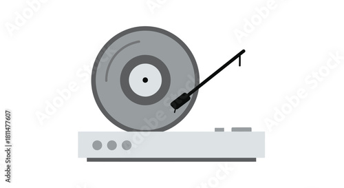 Classic record player spinning vinyl for nostalgic music enjoyment