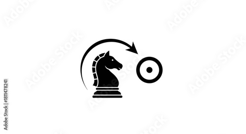 Strategic chess knight moves forward towards goal, symbolizing planning and victory.