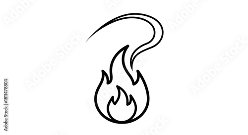 Simple line art of a flame with smoke rising, symbolizing heat or energy.